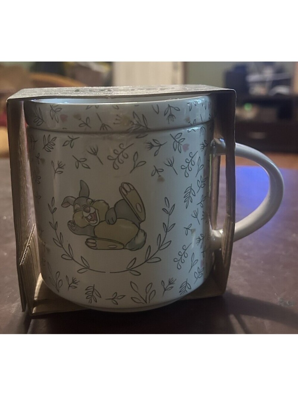 Disney Bambi Thumper Bunny 16oz Ceramic Mug with Lid Coaster 2 Pc Set